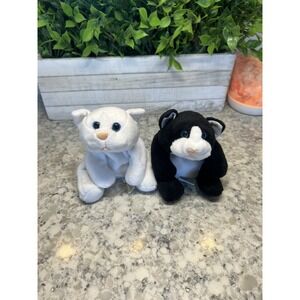 Cat GANZ 7" Holly & Milly‎ 2 Black White Bean Bag 1996 VTG Floppy Plush Toss'ems
